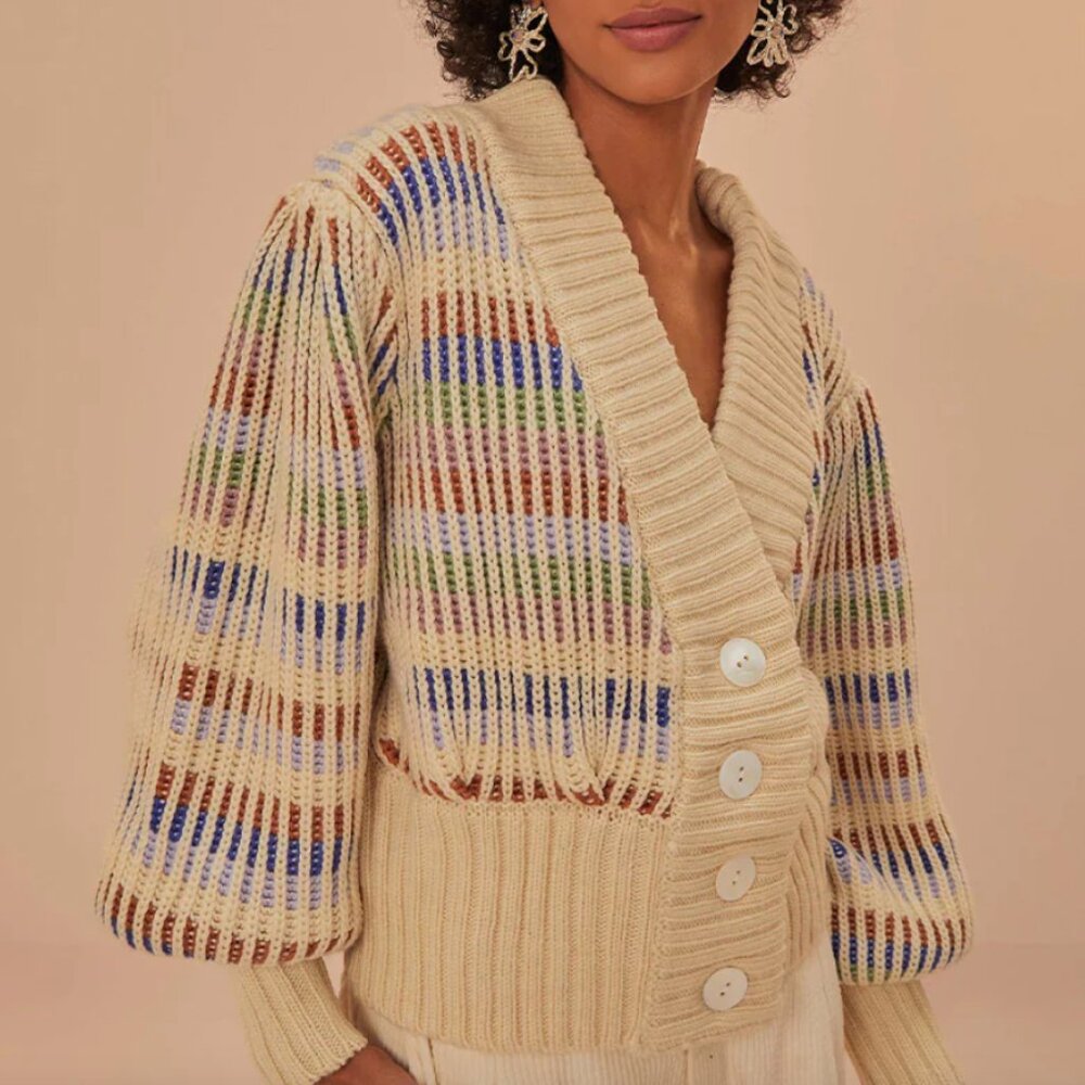 Farm Rio- Bold Stitch Knit Cardigan